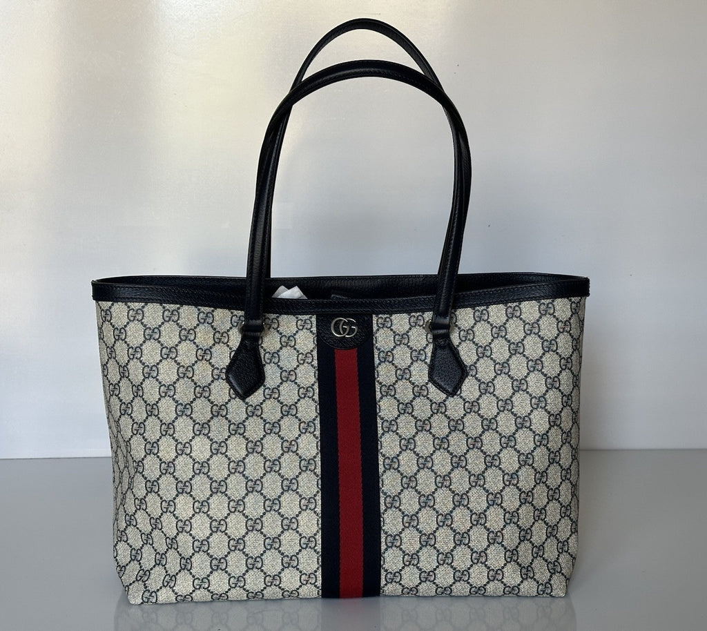 Gucci GG Supreme Web Canvas/Leather Medium Tote Bag Italy 631685 NWOT