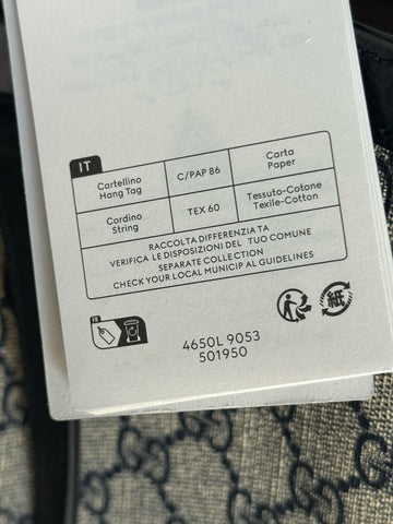 Gucci GG Supreme Web Canvas/Leather Medium Tote Bag Italy 631685 NWOT