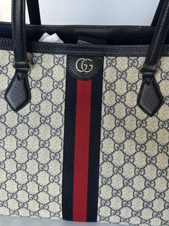 Gucci GG Supreme Web Canvas/Leather Medium Tote Bag Italy 631685 NWOT