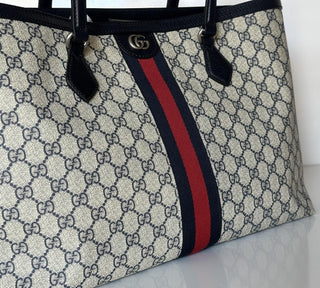 Gucci GG Supreme Web Canvas/Leather Medium Tote Bag Italy 631685 NWOT
