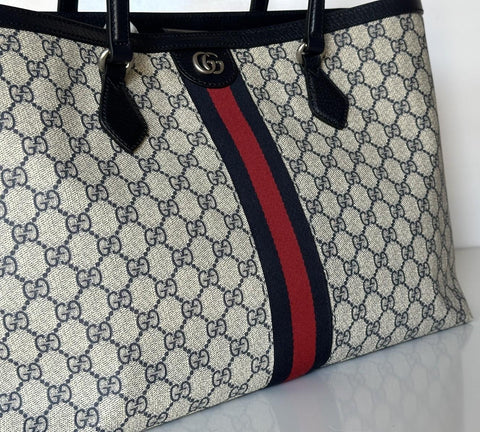 Gucci GG Supreme Web Canvas/Leather Medium Tote Bag Italy 631685 NWOT
