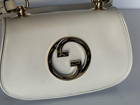 Gucci Blondie Calf Leather White Mini Shoulder Crossbody Bag Italy 698643 NWT