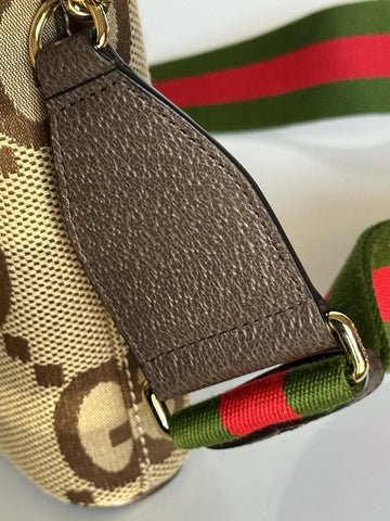 Gucci Jumbo GG Canvas/Leather Shoulder Crossbody Bag Camel Italy 699130 NWT