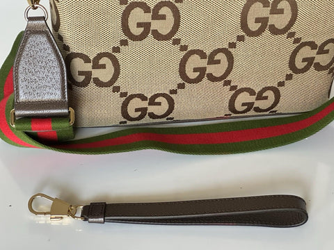 Gucci Jumbo GG Canvas/Leather Shoulder Crossbody Bag Camel Italy 699130 NWT