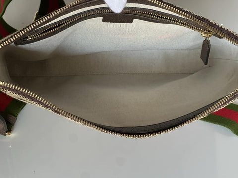 Gucci Jumbo GG Canvas/Leather Shoulder Crossbody Bag Camel Italy 699130 NWT