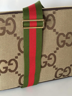 Gucci Jumbo GG Canvas/Leather Shoulder Crossbody Bag Camel Italy 699130 NWT
