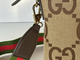 Gucci Jumbo GG Canvas/Leather Shoulder Crossbody Bag Camel Italy 699130 NWT