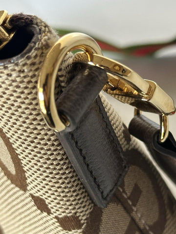 Gucci Jumbo GG Canvas/Leather Shoulder Crossbody Bag Camel Italy 699130 NWT