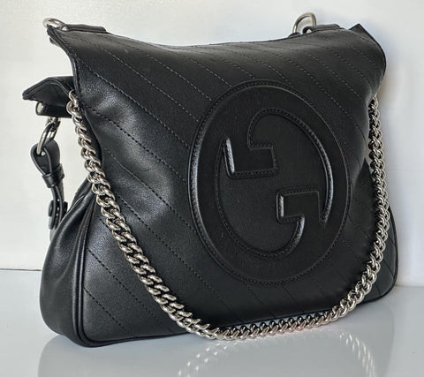 Gucci Blondie Leather Jumbo G Black Shoulder Bag Italy 751518 NWT