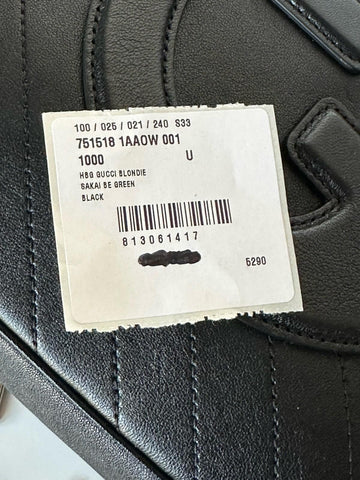 Gucci Blondie Leather Jumbo G Black Shoulder Bag Italy 751518 NWT