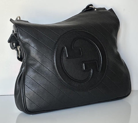 Gucci Blondie Leather Jumbo G Black Shoulder Bag Italy 751518 NWT