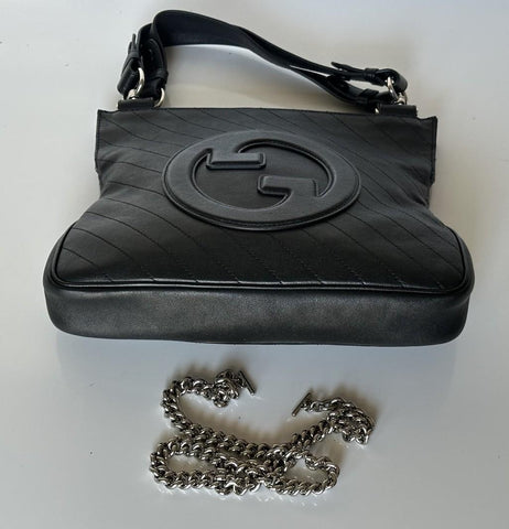 Gucci Blondie Leather Jumbo G Black Shoulder Bag Italy 751518 NWT