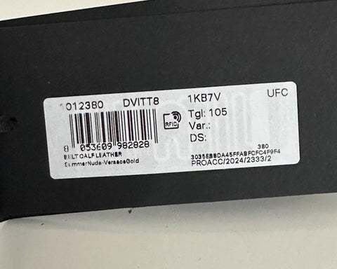 Versace Virtus Nude Calf Leather Belt 105 (42) Italy 1012380 NWT