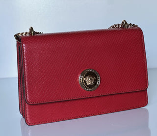 Versace Gold Medusa Head Calf Leather Dark Red Shoulder Bag 1020716 NWT $2100