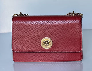 Versace Gold Medusa Head Calf Leather Dark Red Shoulder Bag 1020716 NWT $2100