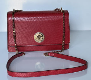 Versace Gold Medusa Head Calf Leather Dark Red Shoulder Bag 1020716 NWT $2100
