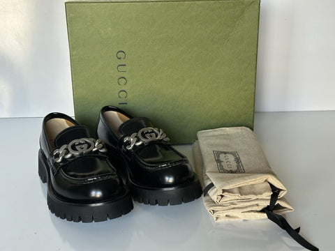 Gucci GG Cordovan Lux Leather Black Moccasin Shoes 6.5 US (Gucci 6) 752093 NIB