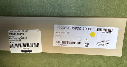 Gucci GG Cordovan Lux Leather Black Moccasin Shoes 6.5 US (Gucci 6) 752093 NIB