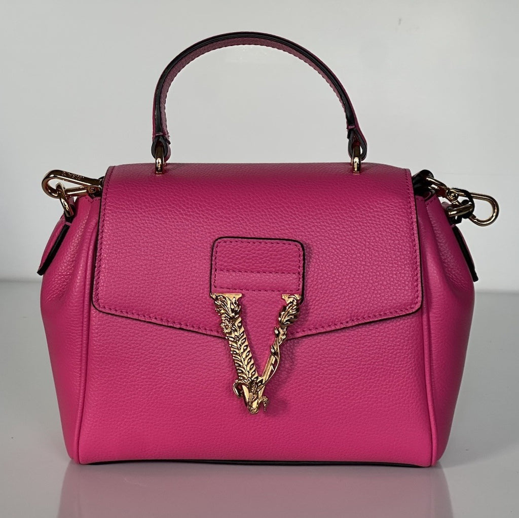 Versace Virtus Grainy Calf Small Pink Top Handle Bag 1015556 IT NWT $2100