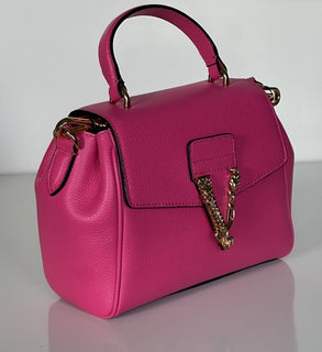 Versace Virtus Grainy Calf Small Pink Top Handle Bag 1015556 IT NWT $2100