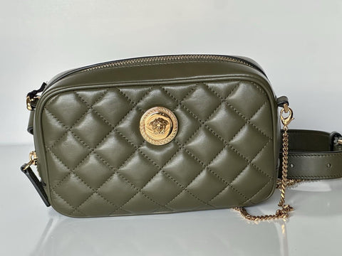 Versace Medusa Head Quilted Lamb Leather Belt Bag Green 1002884 IT NWT $1600