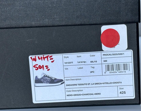 Versace Greca Men’s Leather Black/Charcoal Sneakers 9.5 US (42.5) 1013377 IT NIB