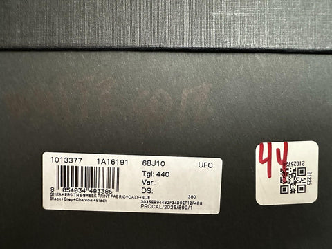 Versace Greca Men’s Leather Black/Charcoal Sneakers 11 US (44) 1013377 IT NIB