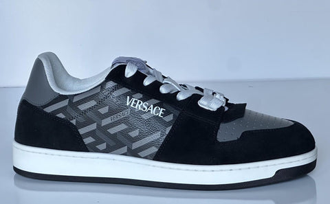 Versace Greca Men’s Leather Black/Charcoal Sneakers 11 US (44) 1013377 IT NIB