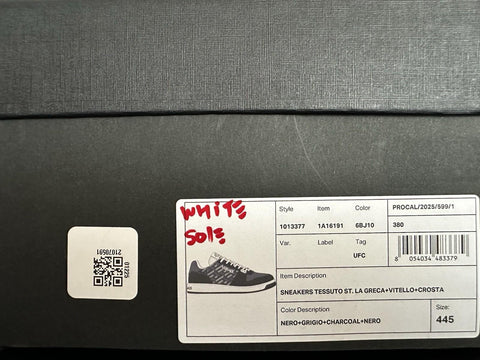 Versace Greca Men’s Leather Black/Charcoal Sneakers 11.5 US (44.5) 1013377 NIB