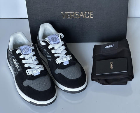 Versace Greca Men’s Leather Black/Charcoal Sneakers 14 US (47) 1013377 NIB