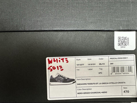 Versace Greca Men’s Leather Black/Charcoal Sneakers 14 US (47) 1013377 NIB