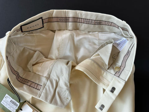 Gucci Men’s Panama Wool Mohair White Dress Pants 30 US (46 Eu) Italy 719376 NWT