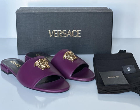 VERSACE Gold Medusa Women's Plum Sandals 8.5 US (38.5 Euro) 1019229 Spain NIB