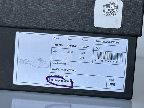 VERSACE Gold Medusa Women's Plum Sandals 8.5 US (38.5 Euro) 1019229 Spain NIB