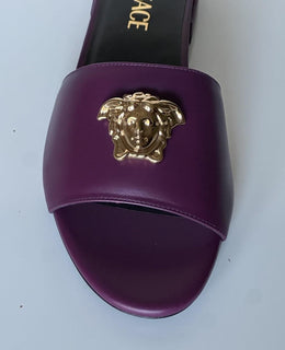VERSACE Gold Medusa Women's Plum Sandals 8.5 US (38.5 Euro) 1019229 Spain NIB