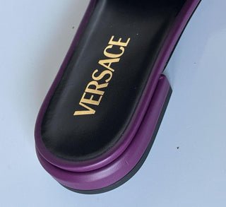 VERSACE Gold Medusa Women's Plum Sandals 8.5 US (38.5 Euro) 1019229 Spain NIB