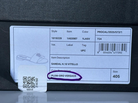 VERSACE Gold Medusa Women's Plum Sandals 10.5 US (40.5 Euro) 1019229 Spain NIB