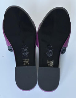 VERSACE Gold Medusa Women's Plum Sandals 10.5 US (40.5 Euro) 1019229 Spain NIB