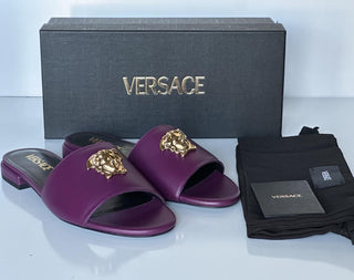VERSACE Gold Medusa Women's Plum Sandals 10 US (40 Euro) 1019229 Spain NIB