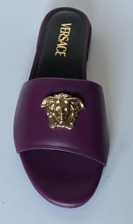 VERSACE Gold Medusa Women's Plum Sandals 10 US (40 Euro) 1019229 Spain NIB
