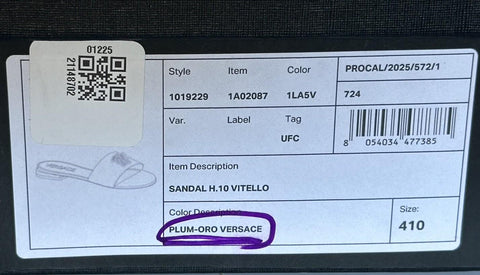 VERSACE Gold Medusa Women's Plum Sandals 11 US (41 Euro) 1019229 Spain NIB