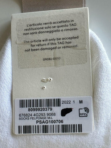 Gucci GG Logo Socks White Size Medium Made in Italy 676824 NWT