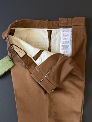 Gucci Men’s Stiff Cotton Drill Treated Pants Brown 30 US (46 Euro) IT 705867 NWT