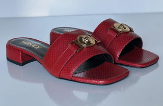 VERSACE Gold Medusa Women's Dark Red Sandals 8 US (38 Euro) 1014748 Spain NIB