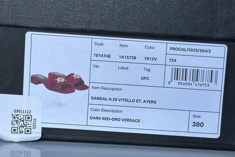 VERSACE Gold Medusa Women's Dark Red Sandals 8 US (38 Euro) 1014748 Spain NIB