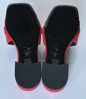VERSACE Gold Medusa Women's Dark Red Sandals 8 US (38 Euro) 1014748 Spain NIB