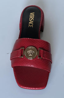 VERSACE Gold Medusa Women's Dark Red Sandals 8 US (38 Euro) 1014748 Spain NIB