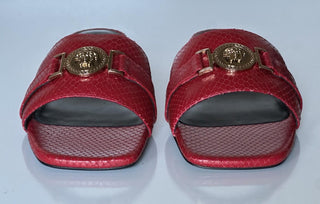VERSACE Gold Medusa Women's Dark Red Sandals 8 US (38 Euro) 1014748 Spain NIB