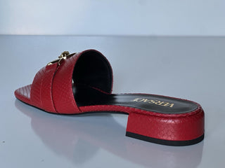 VERSACE Gold Medusa Women's Dark Red Sandals 9 US (39 Euro) 1014748 Spain NIB