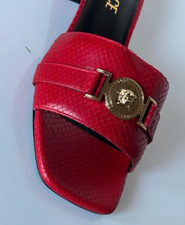 VERSACE Gold Medusa Women's Dark Red Sandals 9 US (39 Euro) 1014748 Spain NIB